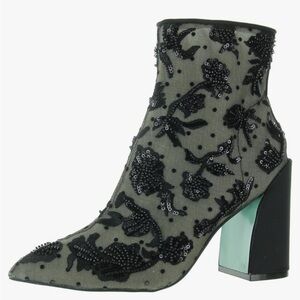 Betsey Johnson Black Embellished Ankle Boots